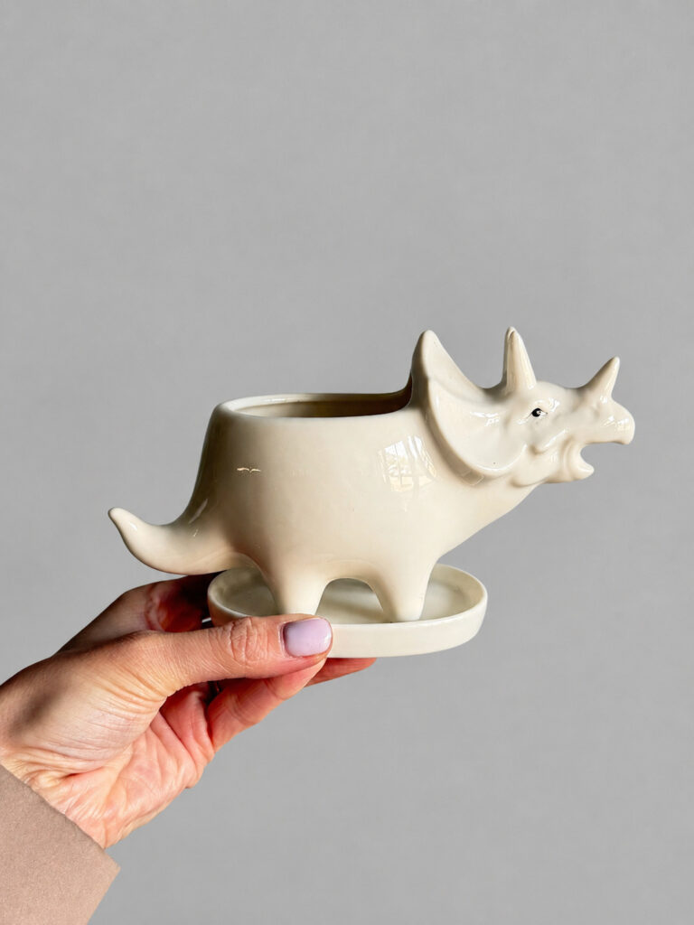 Керамический горшок «Трицератопс», 15.7×6.2×9.1 см